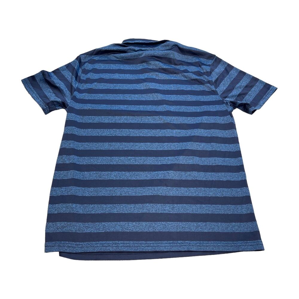 Old Navy Polo Shirt Men's Small Blue Black Striped 100% Polyester Active Golf - Picture 3 of 7